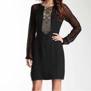 Antik Batik Embellished Black Dress with Sheer Sleeves size M/40